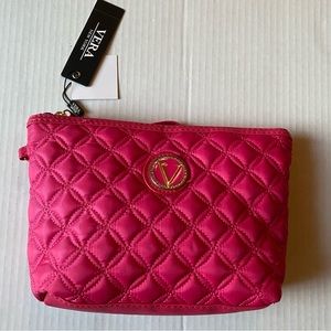 VERA NEW YORK “ ELLIE” Pink Quilted Top Zip Cosmetic Pouch Wristlet NEW With Tag